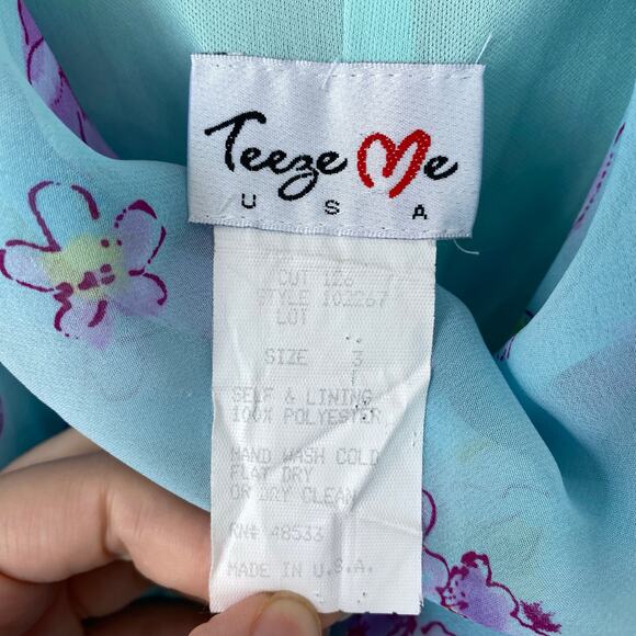 Vintage Y2K Light Blue Floral Cowl Neck Midi Dress Party Size XS Flirty Teeze Me - Picture 5 of 6